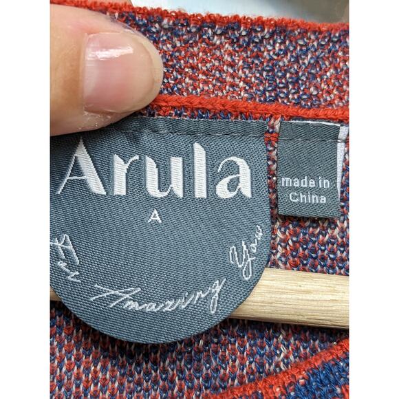 Altar'd State Arula Sweater Puff Sleeve Rust Metallic Old Soul Print 1X 14/16 - Picture 3 of 7